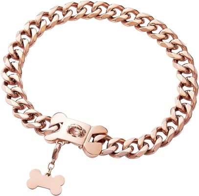 comprare Rose Gold Dog Acciaio inossidabile Catena cubana resistenza alla corrosione online manufacture