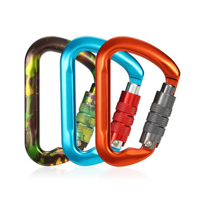 Un buon prezzo. Logo e colore personalizzati di alluminio a forma di D Snap Hook di arrampicata 30KN per sport all'aria aperta in linea