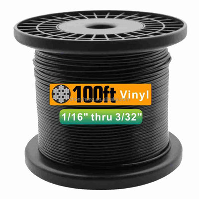 Un buon prezzo. 7x7 filo di filo rivestito in vinile nero 1/16 pollici sovramoltiplicato a 3/32 pollici filo di guida di luce esterna 100 piedi Servizio di lavorazione Altro in linea