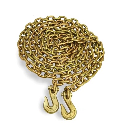 3/8' x 20 ft zinco giallo catena saldata G 70 con gancio di presa clevis