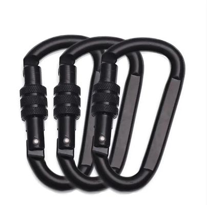 Un buon prezzo. Finitura lucida D Hook Carabiner in alluminio per amaca in nero OEM accettato in linea
