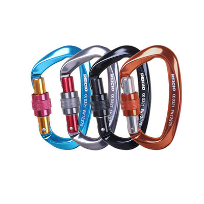 Un buon prezzo. Carabinere in alluminio rivestito con ossido nero 25KN D forma gancio piatto per arrampicata in linea