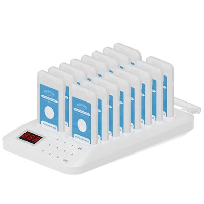 Un buon prezzo. 300mAh Batteria al litio Wireless Vibrating Waiter Call System Applicazione Buffet Colore Vino Pager rosso con base nera in linea