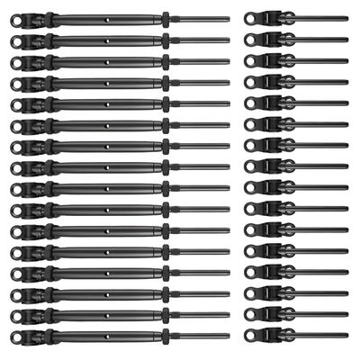 Un buon prezzo. Kit ringhiera per cavi nero per impieghi gravosi con filettature regolabili e base angolata per applicazioni marine e edili in linea